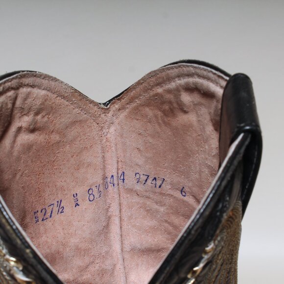 El General 1901 Mens Sz 8.5 Ostrich Embossed Black Leather Cowboy Western Boots - Picture 8 of 11